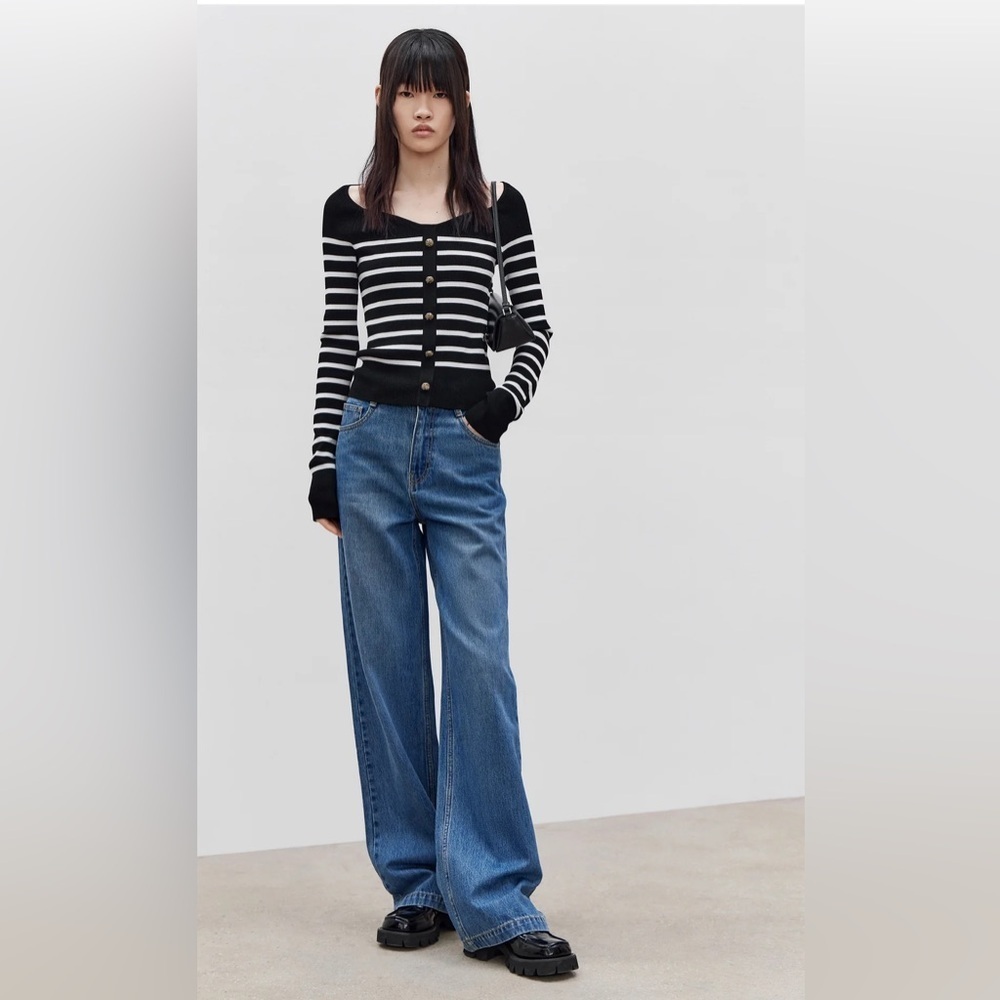 Mo&co STRAIGHT LEG COTTON JEANS  28 denim pants loose fitting high rise